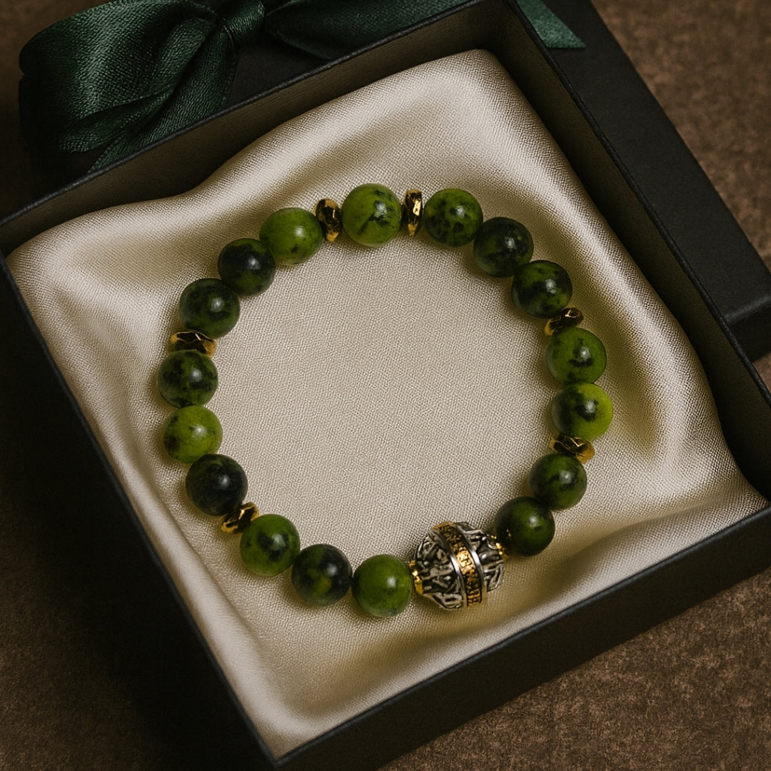 Canadian Jade & Hematite Bracelet | 8mm Natural Gemstone Jewelry Gift