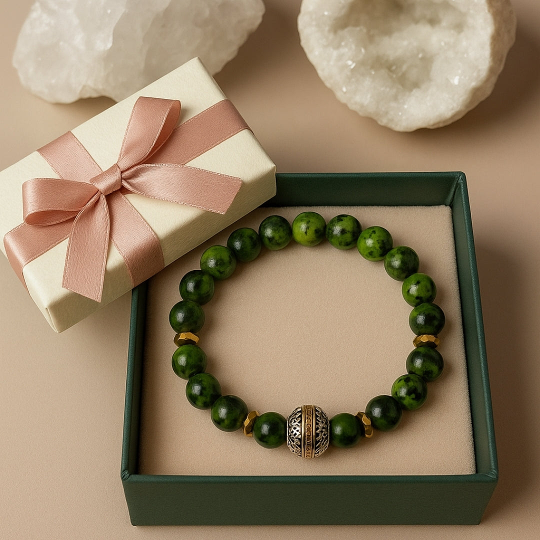 Canadian Jade & Hematite Bracelet | 8mm Natural Gemstone Jewelry Gift