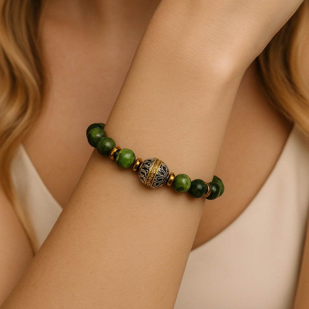 Canadian Jade & Hematite Bracelet | 8mm Natural Gemstone Jewelry Gift