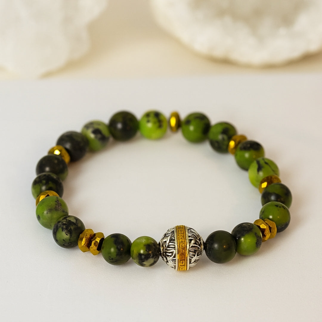 Canadian Jade & Hematite Bracelet | 8mm Natural Gemstone Jewelry Gift