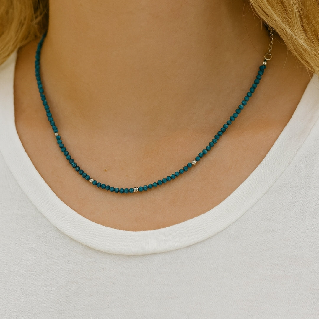Blue Apatite Necklace 3 mm | Aether Whisper Collection
