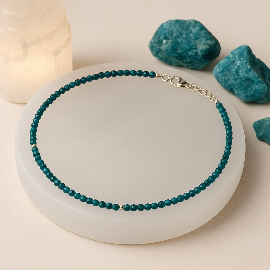Blue Apatite Necklace 3 mm | Aether Whisper Collection