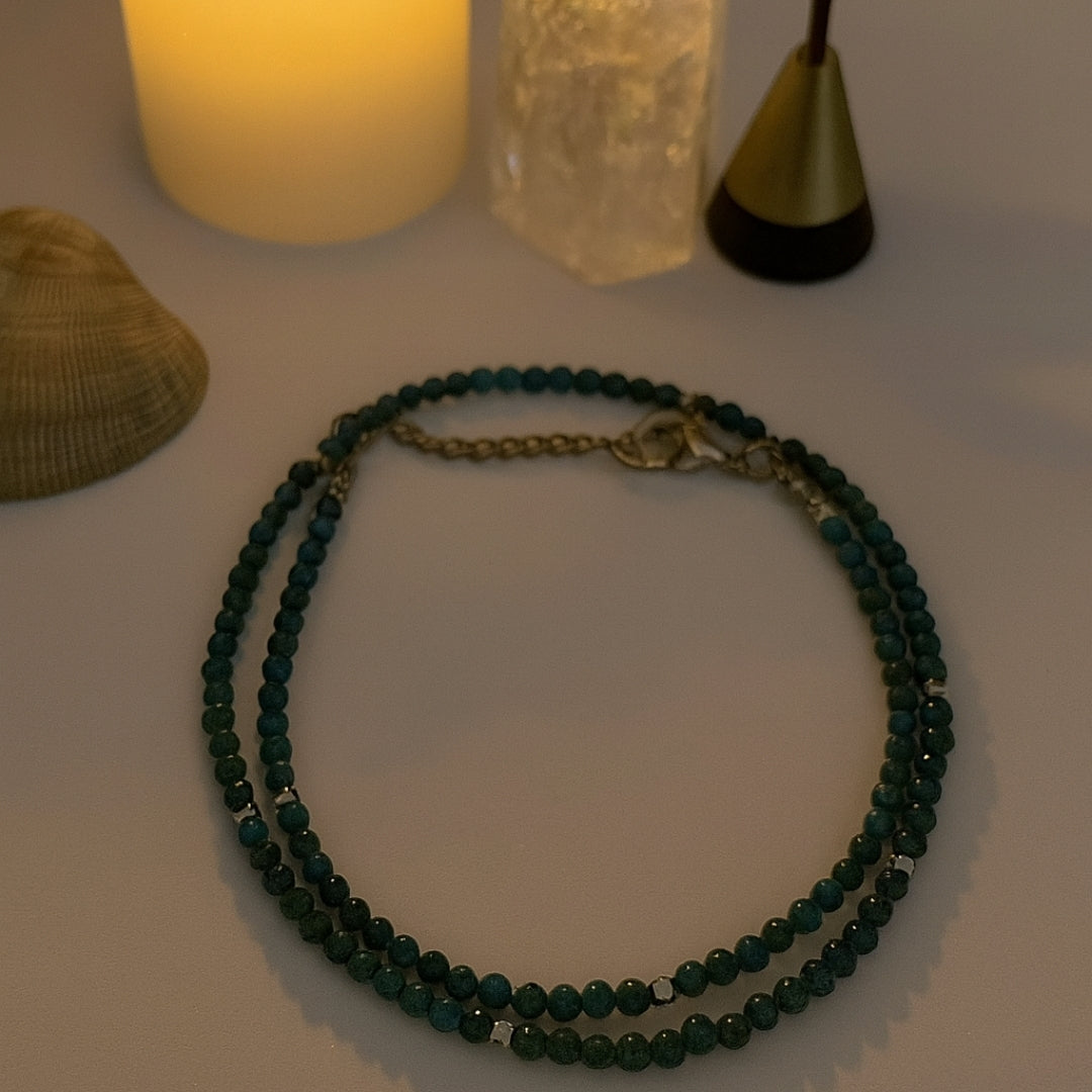 Blue Apatite Necklace 3 mm | Aether Whisper Collection