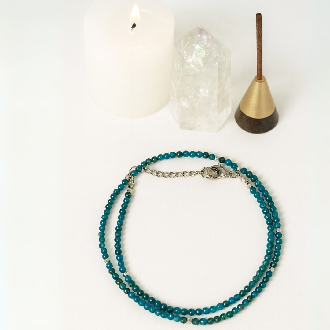 Blue Apatite Necklace 3 mm | Aether Whisper Collection