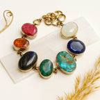 7 Chakra Gemstone Bracelet 925 Sterling Silver | Moonstone Lapis Turquoise Emerald Labradorite Citrine Ruby | Gift for Her