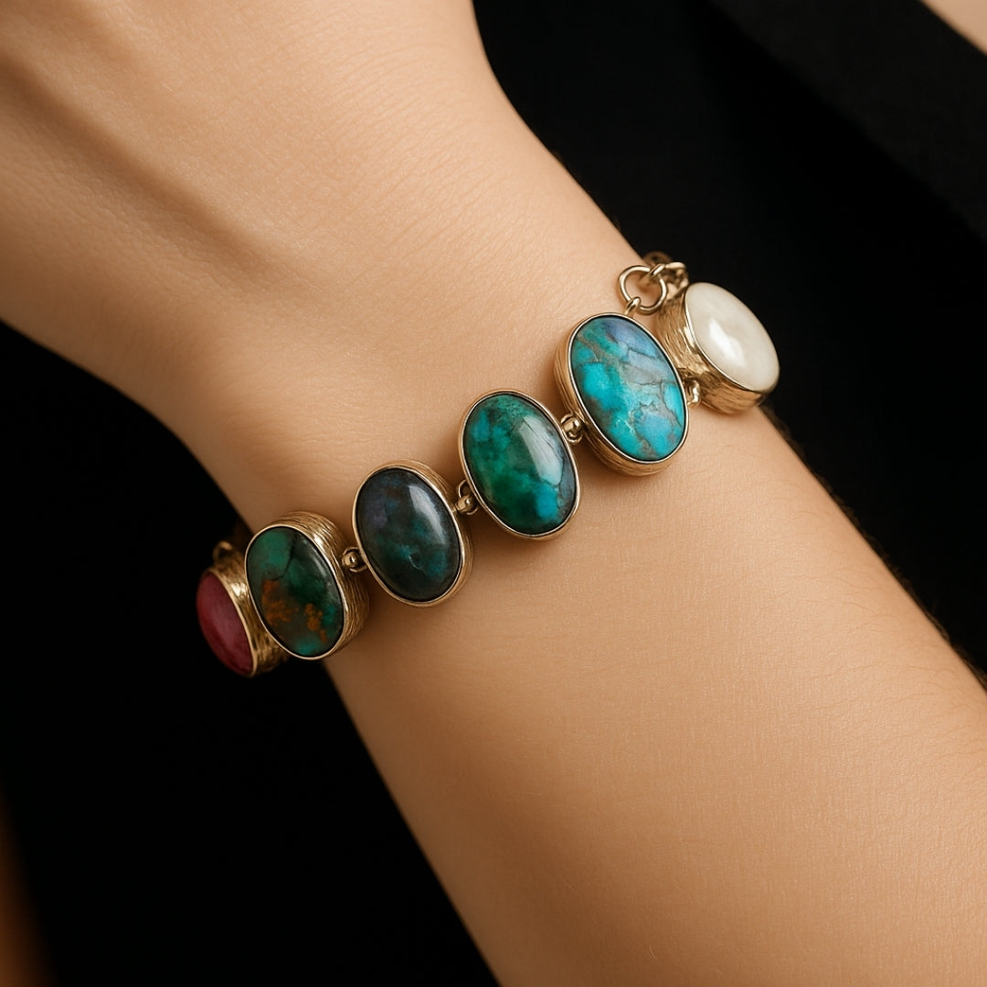 Circle of Seven Lights | 7 Chakra Bracelet 925 Sterling Silver Handmade Gemstone Jewelry | Spiritual Gift her