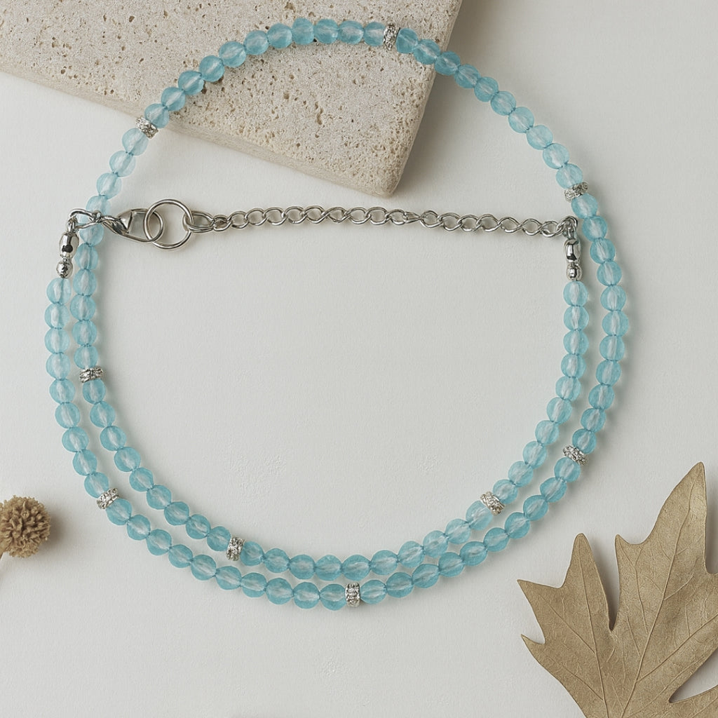 Blue Topaz Dainty Necklace 4 mm Faceted | Minimal Gemstone