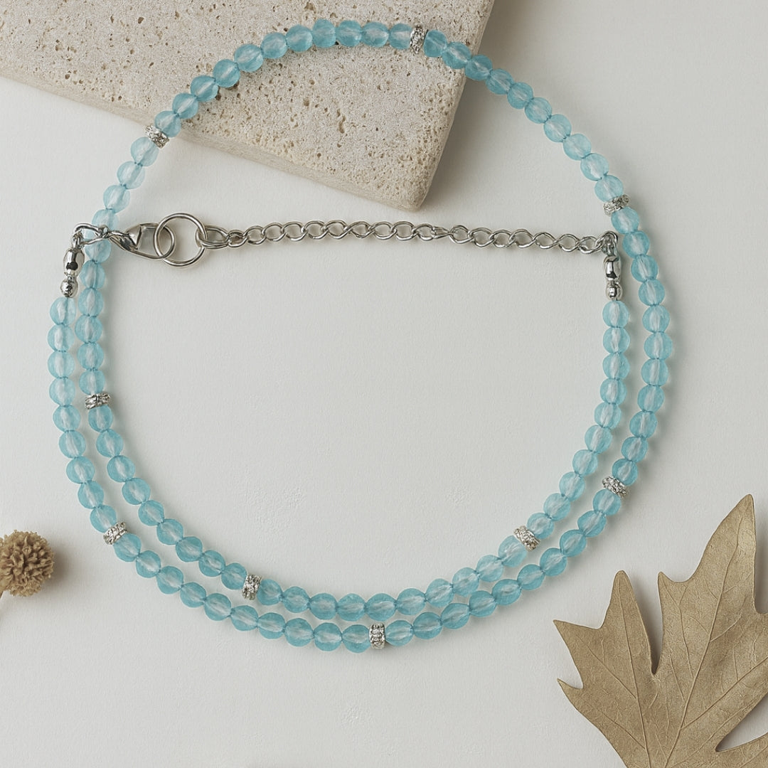 Blue Topaz Dainty Necklace 4 mm Faceted | Minimal Gemstone