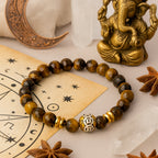 Tiger Eye Hematite Bracelet 8mm Faceted | Aisar Seal | Protection • Courage • Grounding