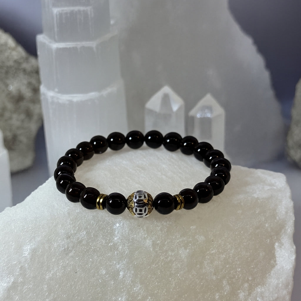 Smoky Quartz Bracelet 8mm with Hematite