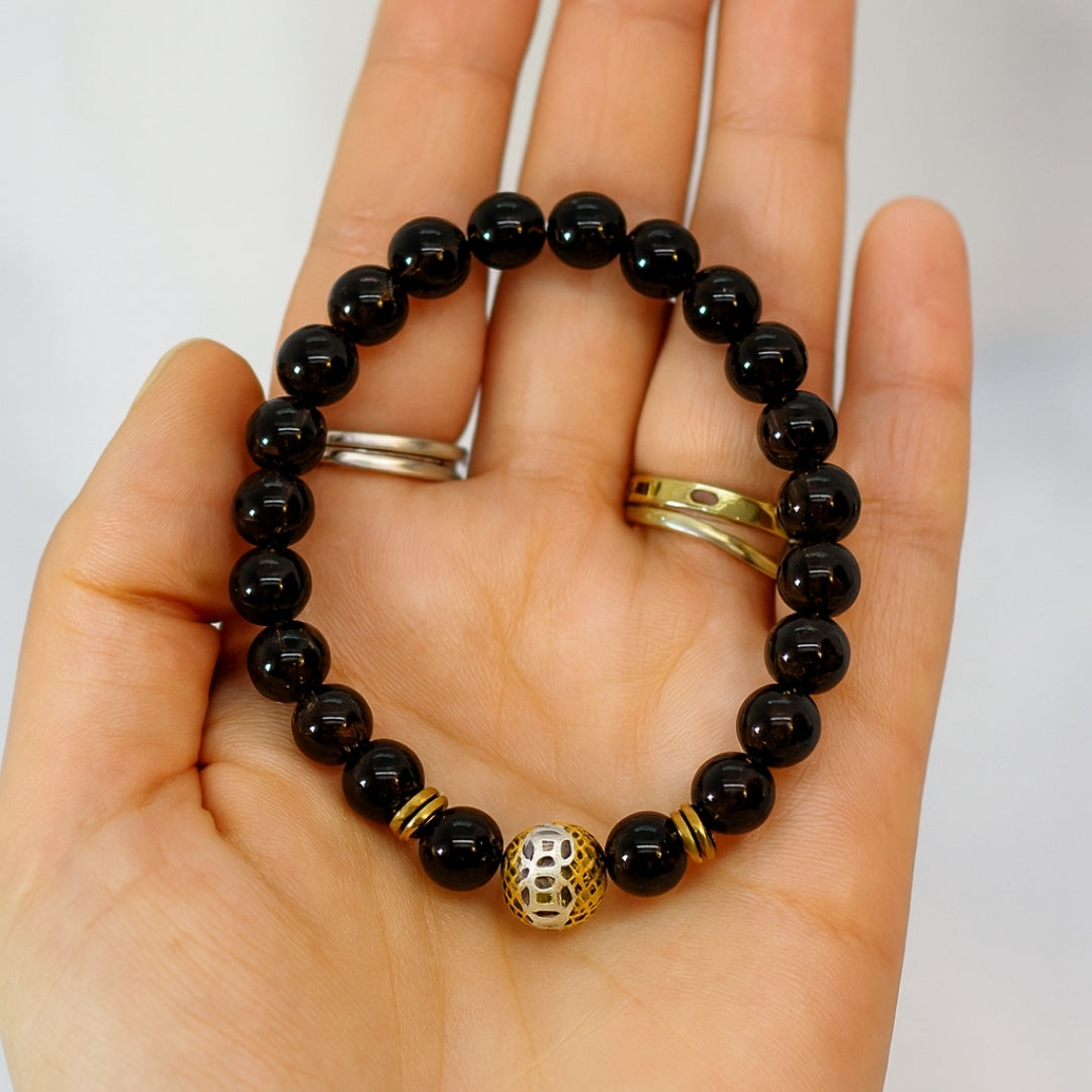 Smoky Quartz Bracelet 8mm with Hematite