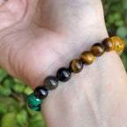 Harmony of Citrine, Dongling Stone, and Malachite Natural Gemstone Bracelet
