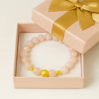 Rose Quartz Bracelet 8mm Faceted | 18K Gold Accents • Love • Heart Energy • Renewal