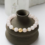 Rose Quartz Bracelet 8mm Faceted | 18K Gold Accents • Love • Heart Energy • Renewal