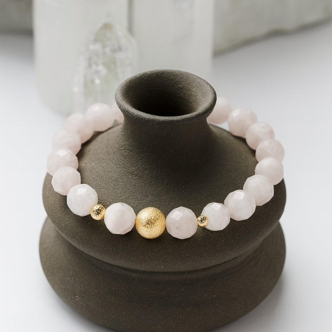 Rose Quartz 8 mm Faceted Bracelet Gift for Her
