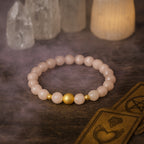 Rose Quartz Bracelet 8mm Faceted | 18K Gold Accents • Love • Heart Energy • Renewal