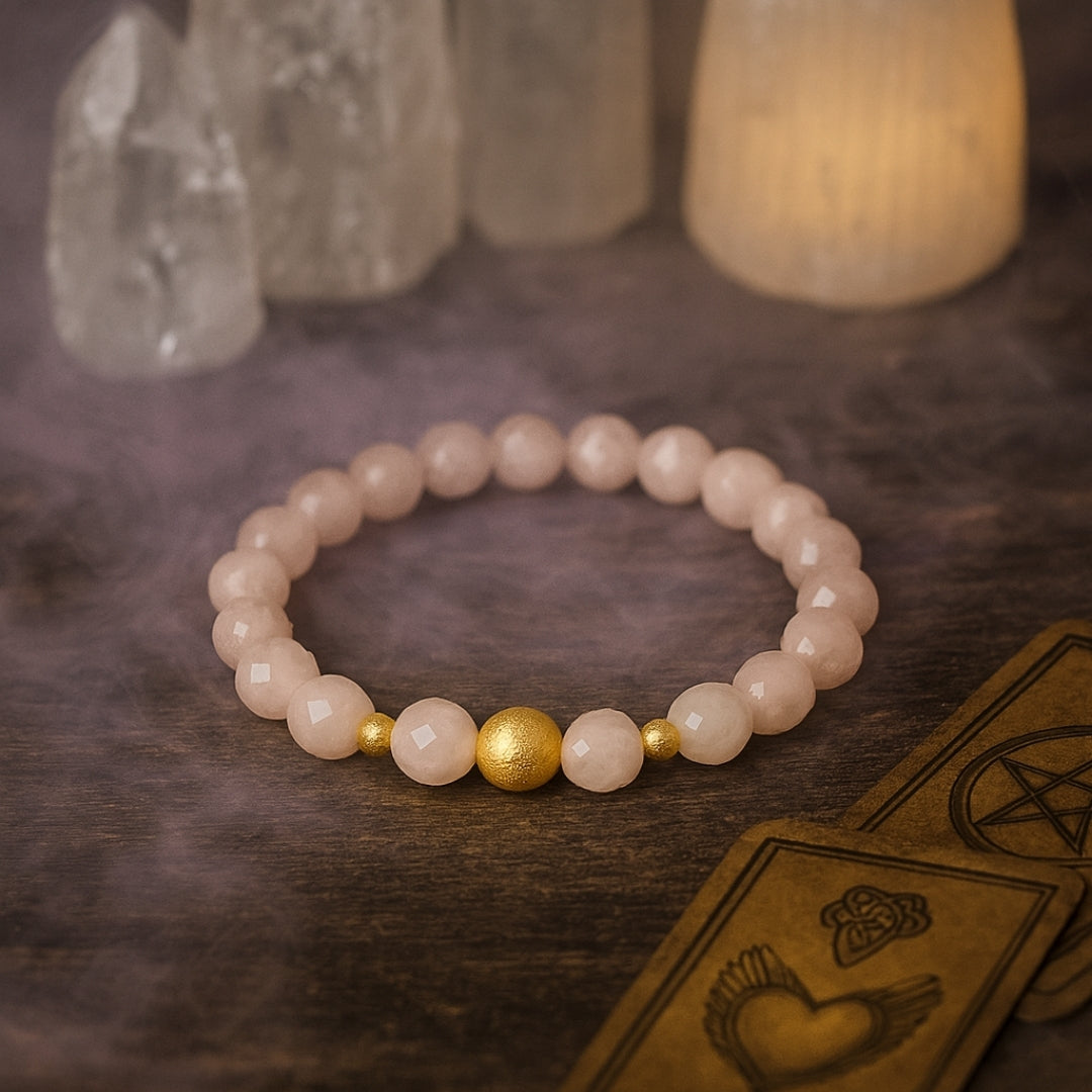 Rose Quartz 8 mm Faceted Bracelet Gift for Her