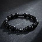 Men’s Black Onyx Bracelet, Natural Hematite Gemstone, Grounding Protection Jewelry, Spiritual Gift for Him