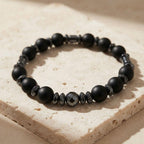 Men’s Black Onyx Bracelet, Natural Hematite Gemstone, Grounding Protection Jewelry, Spiritual Gift for Him