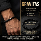 Men’s Black Onyx Bracelet, Natural Hematite Gemstone, Grounding Protection Jewelry, Spiritual Gift for Him