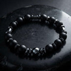 Men’s Black Onyx Bracelet, Natural Hematite Gemstone, Grounding Protection Jewelry, Spiritual Gift for Him