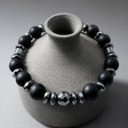 Men’s Black Onyx Bracelet, Natural Hematite Gemstone, Grounding Protection Jewelry, Spiritual Gift for Him