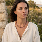 Eos Natural Garnet & Multicolor Tourmaline Necklace, 925 Sterling Silver Gemstone Talisman, Dainty Collarbone Jewelry