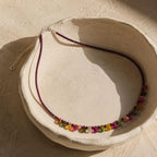 Eos Natural Garnet & Multicolor Tourmaline Necklace, 925 Sterling Silver Gemstone Talisman, Dainty Collarbone Jewelry