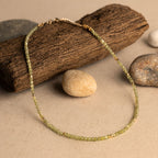 Peridot Dainty Necklace 3mm Faceted Green Peridot 18K Gold Plated