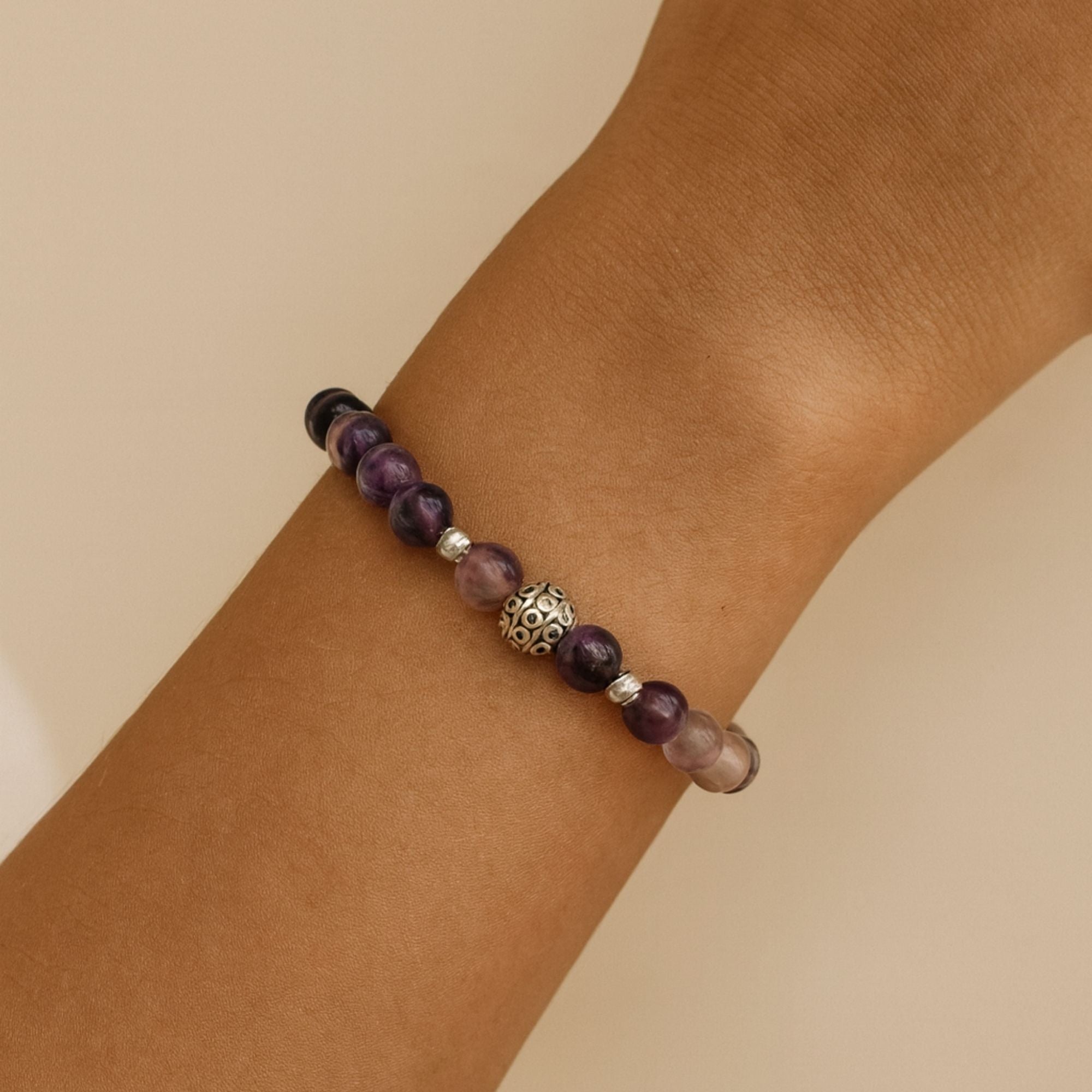 Handmade Natural Fluorite Crystal Bracelet – Starseed Visions Collection – 6mm Beads