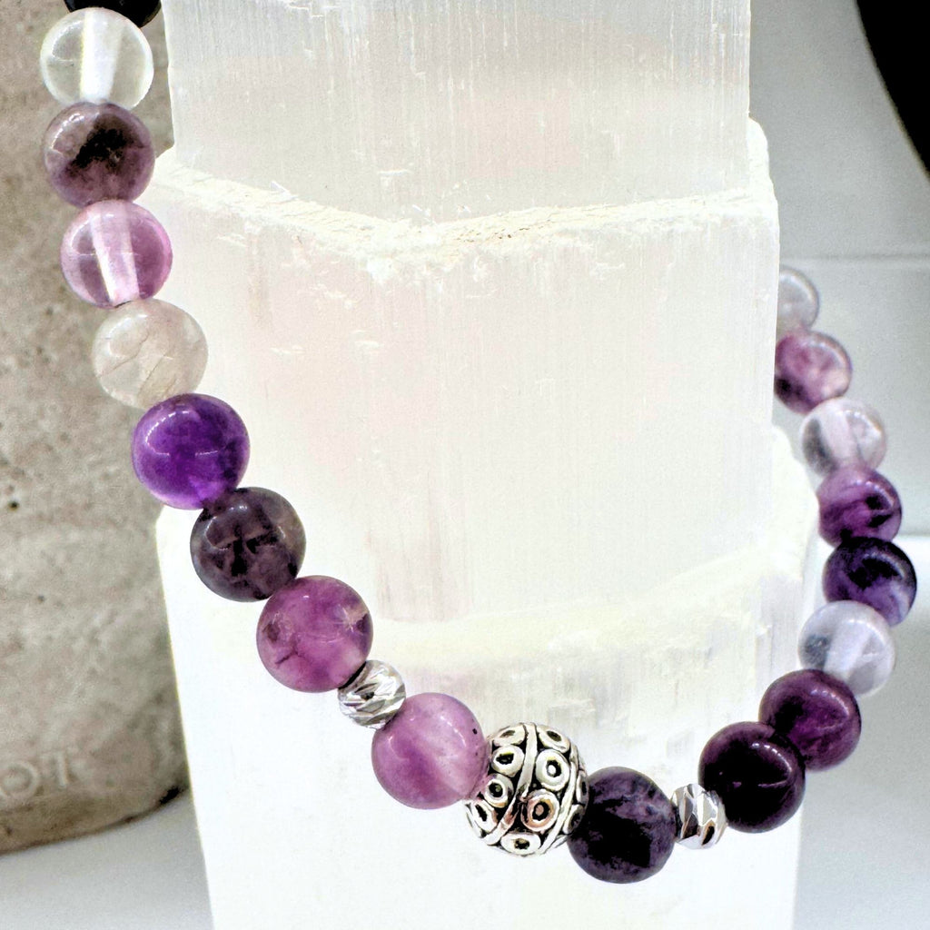 Handmade Natural Fluorite Crystal Bracelet – Starseed Visions Collection – 6mm Beads