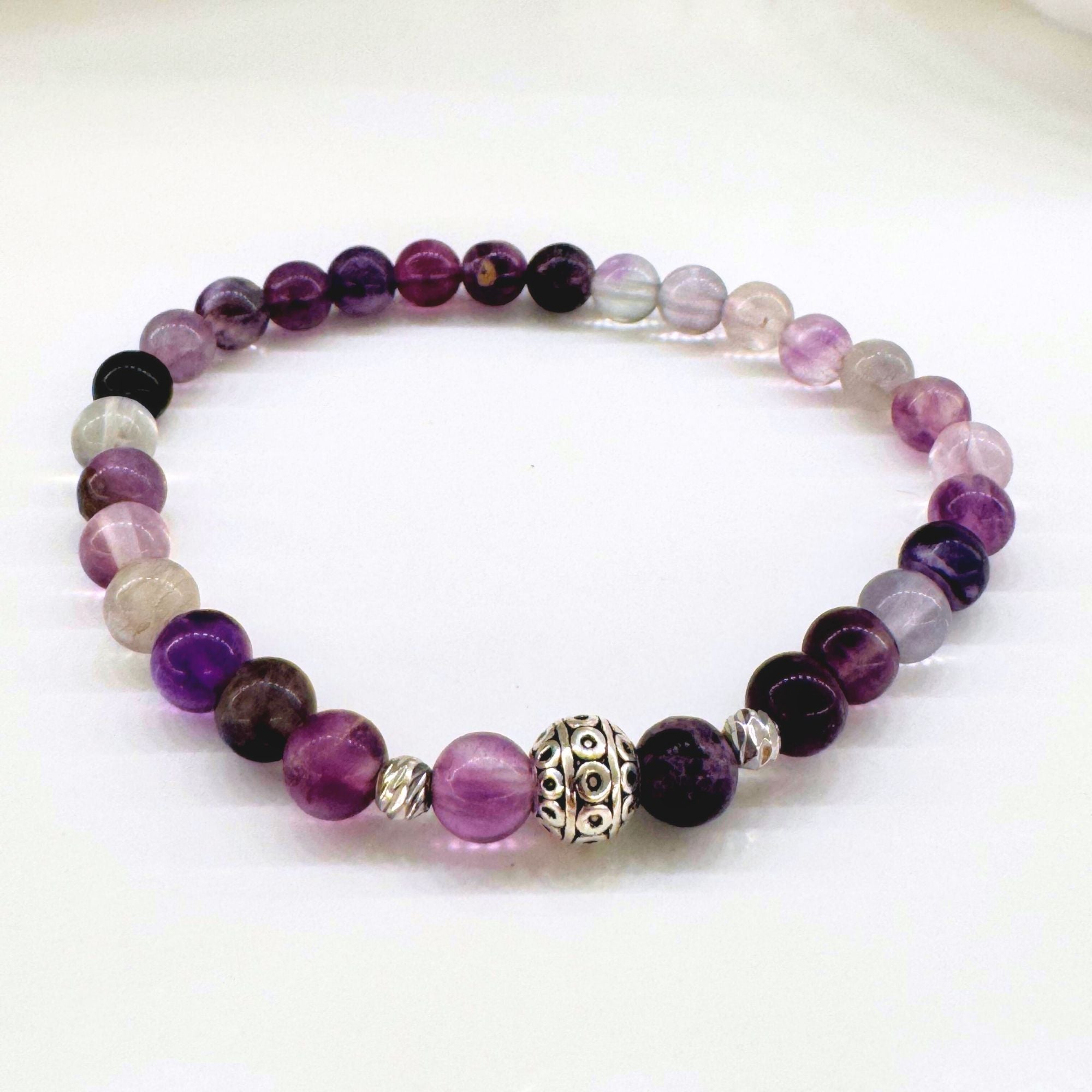 Handmade Natural Fluorite Crystal Bracelet – Starseed Visions Collection – 6mm Beads