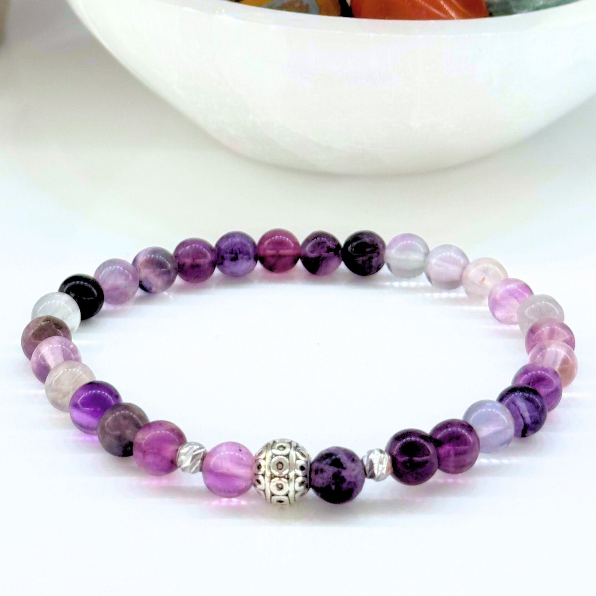 Handmade Natural Fluorite Crystal Bracelet – Starseed Visions Collection – 6mm Beads