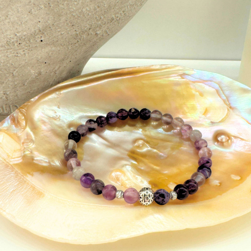 Handmade Natural Fluorite Crystal Bracelet – Starseed Visions Collection – 6mm Beads