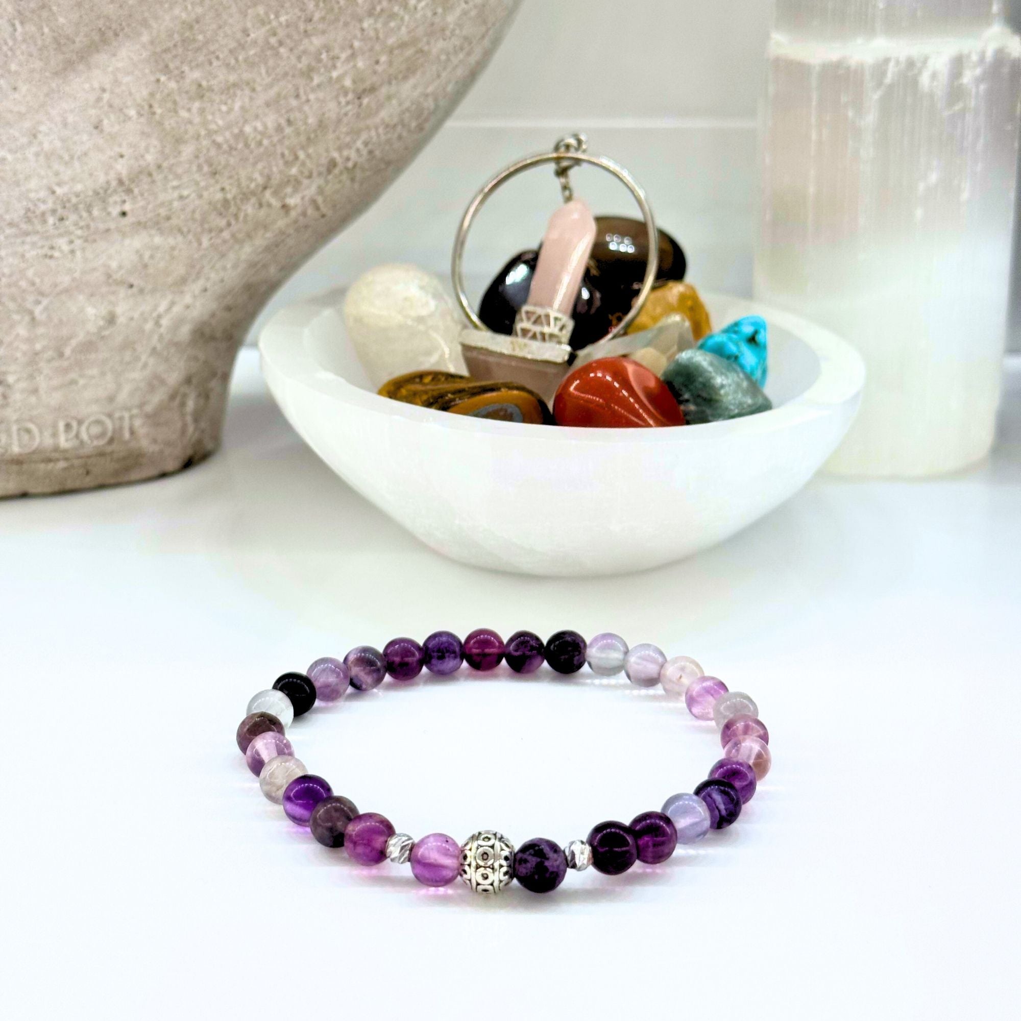 Handmade Natural Fluorite Crystal Bracelet – Starseed Visions Collection – 6mm Beads