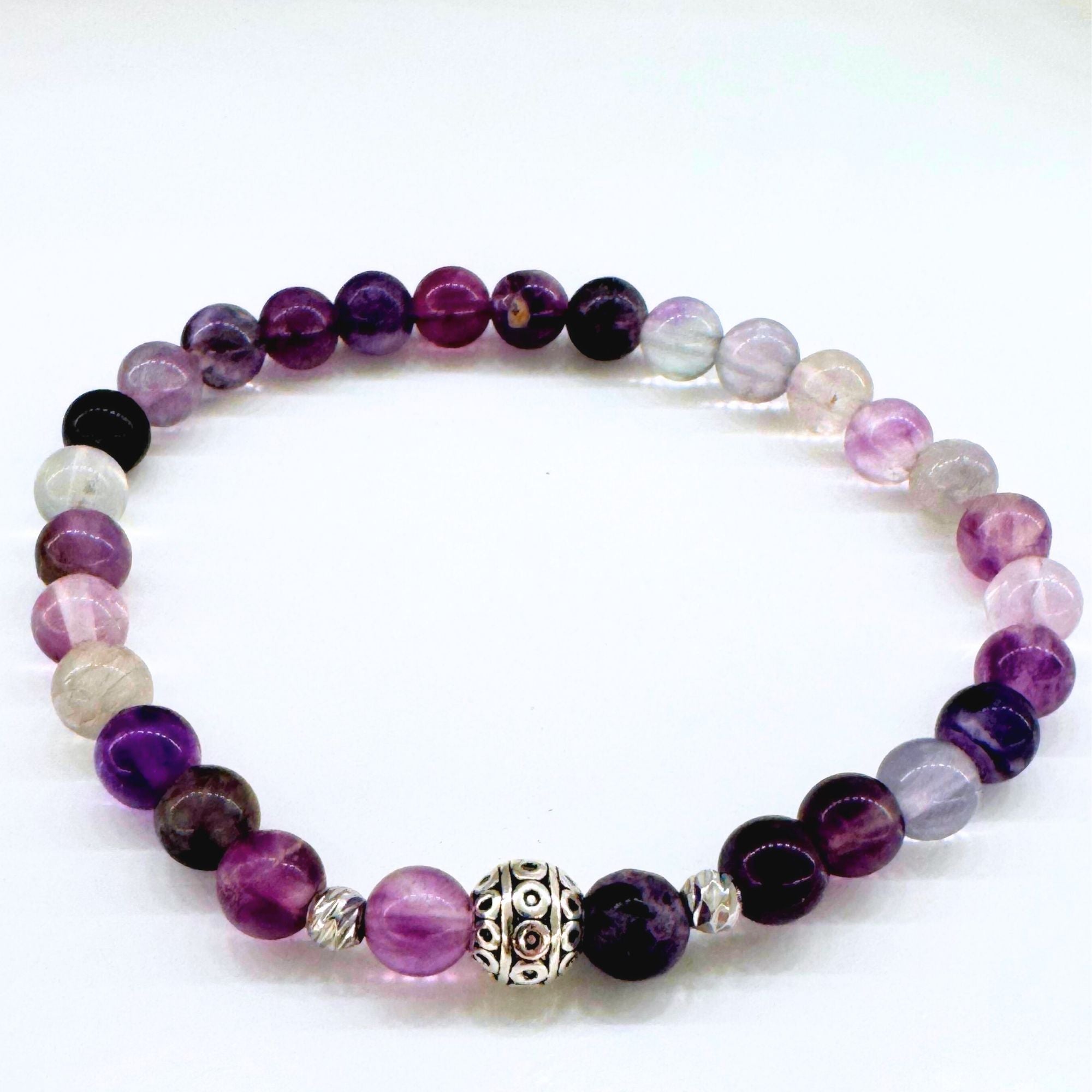 Handmade Natural Fluorite Crystal Bracelet – Starseed Visions Collection – 6mm Beads