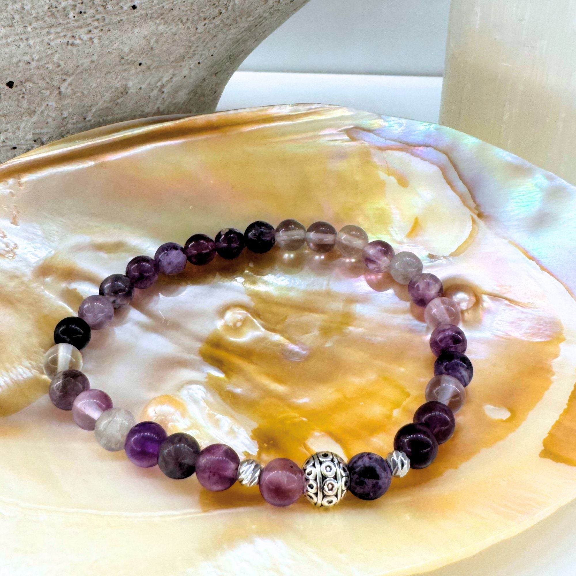Handmade Natural Fluorite Crystal Bracelet – Starseed Visions Collection – 6mm Beads