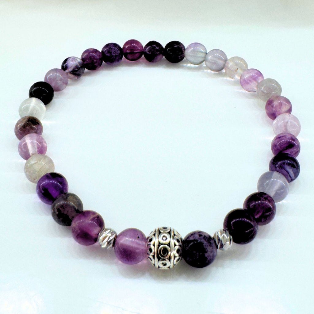 Handmade Natural Fluorite Crystal Bracelet – Starseed Visions Collection – 6mm Beads
