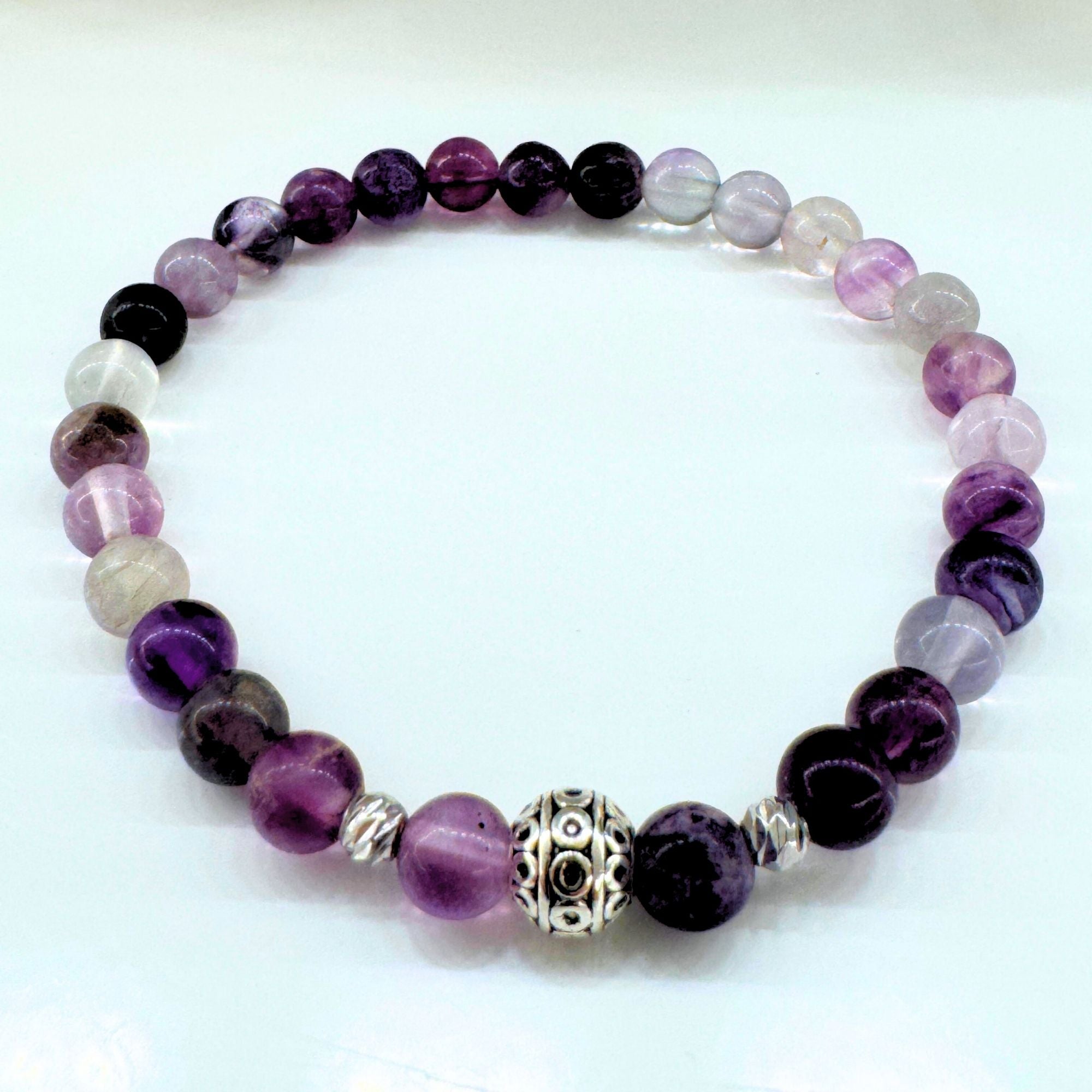 Handmade Natural Fluorite Crystal Bracelet – Starseed Visions Collection – 6mm Beads
