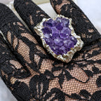 Raw  Amethyst Ring  |  Gaia Codex — PRIMAL FORM | Raw Crystal Statement Ring | Adjustable Silver-Plated Ring | Unique Artisan Jewelry