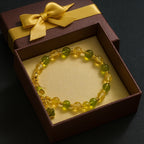 Peridot & Citrine Bracelet 6 mm | Natural Crystal Bracelet for Wealth • Prosperity • Joy • Success