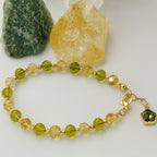 Peridot & Citrine Bracelet 6 mm | Natural Crystal Bracelet for Wealth • Prosperity • Joy • Success