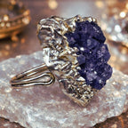 Raw  Amethyst Ring  |  Gaia Codex — PRIMAL FORM | Raw Crystal Statement Ring | Adjustable Silver-Plated Ring | Unique Artisan Jewelry