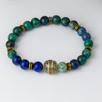 Azurite Hematite Bracelet | 8 mm Gemstone Beads | Energy-Coded Dragon Talisman | Transformation • Vision • Protection