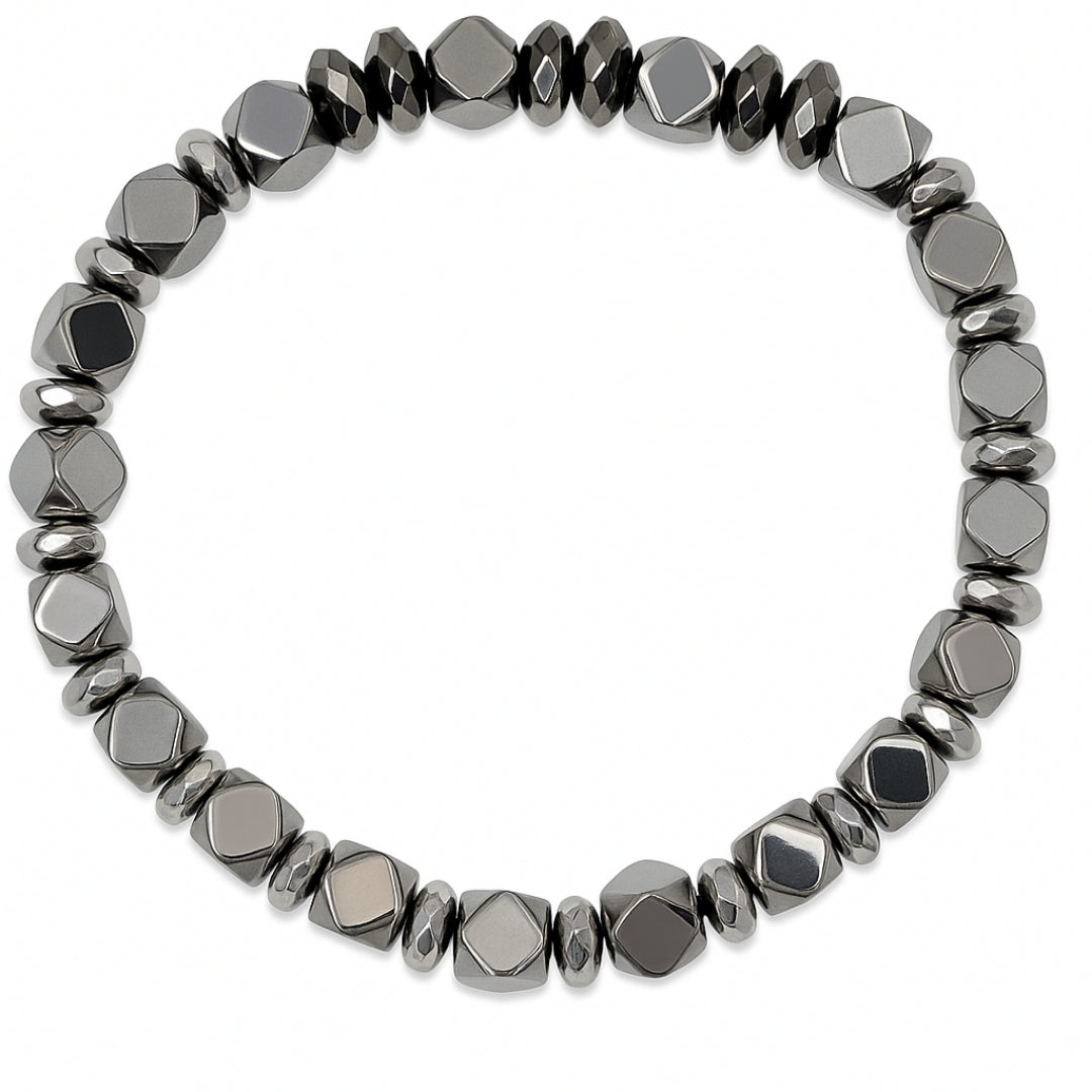 Hematite Magnetic Cube Bracelet – Men's Grounding & Vital Energy 6 mm/8 mm | Luxury Natural Gemstone Gift for Him