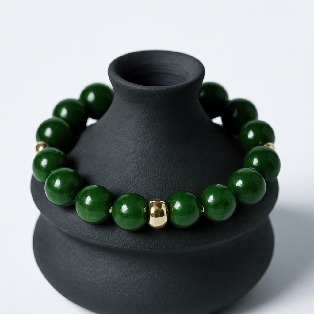 Jade Handmade Bracelet 10mm | Natural Green Jade Jewelry |