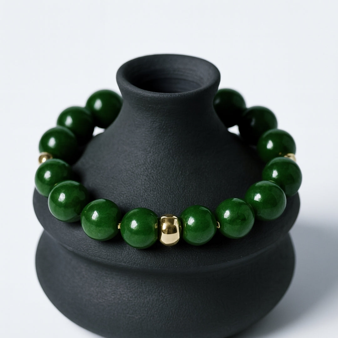 Jade Handmade Bracelet 10mm | Natural Green Jade Jewelry |