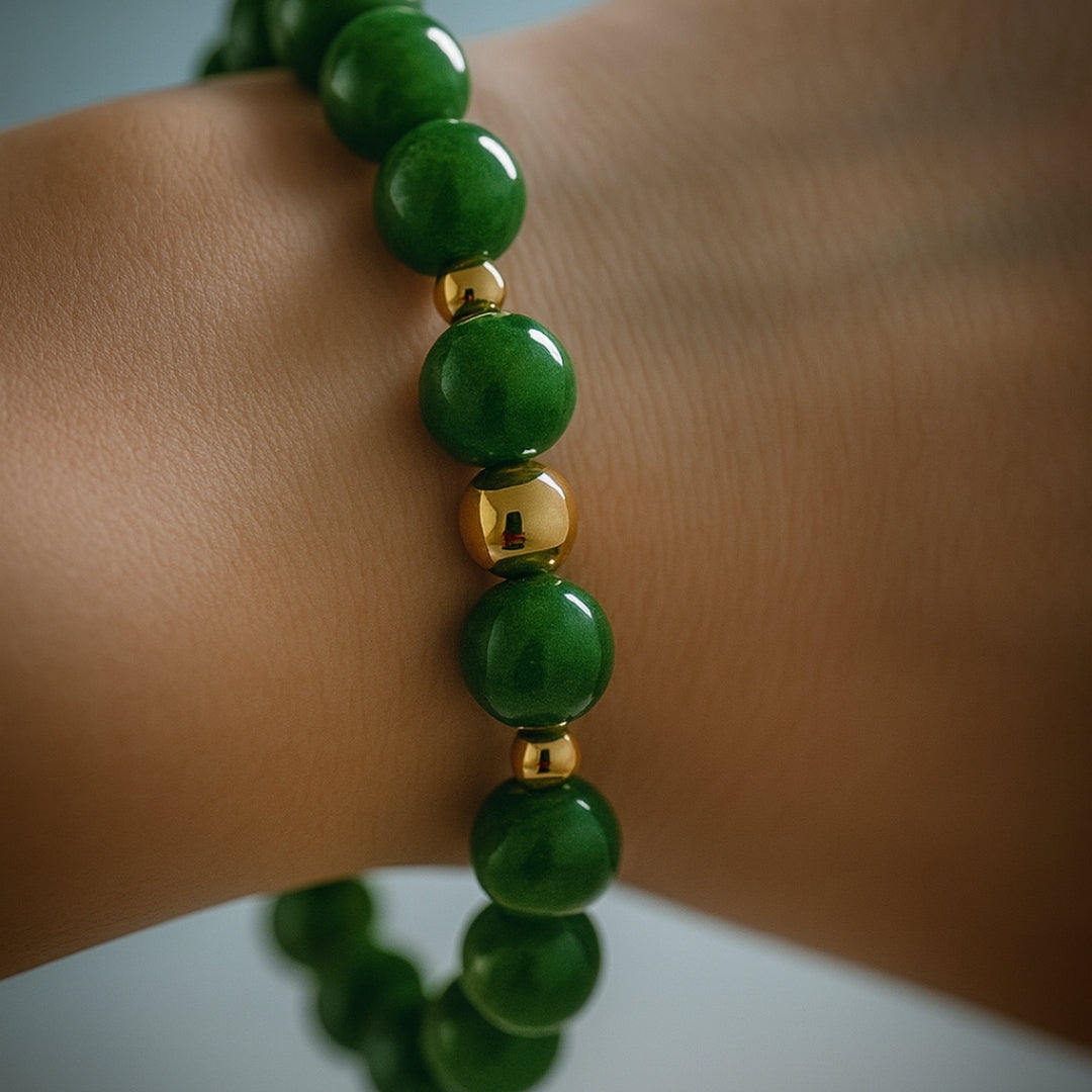 Jade Handmade Bracelet 10mm | Natural Green Jade Jewelry |