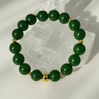 Jade Bracelet 10mm Natural Jade 18K Gold Plated Jewelry