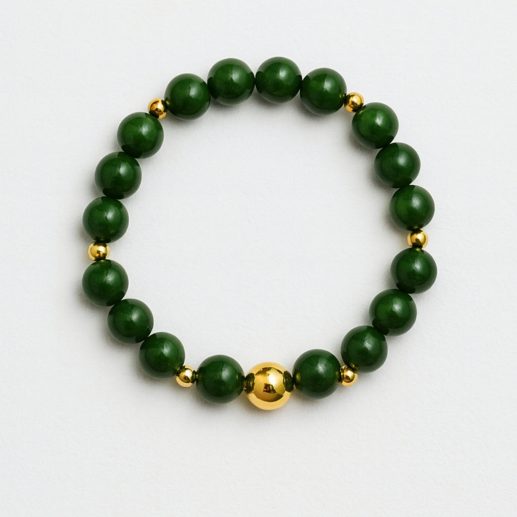 Jade Handmade Bracelet 10mm | Natural Green Jade Jewelry |